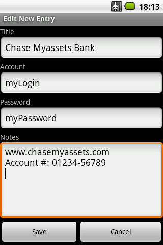 Keyring for Android Screenshot