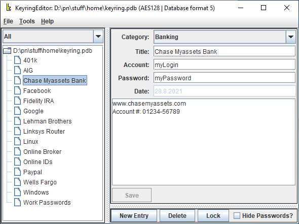 Palm Keyring Screenshot